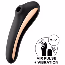 Satisfyer Dual Kiss - vibrátor na vagínu a klitoris - dobíjací - čierny