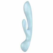 Satisfyer Triple Oh - vibrátor na klitoris s ramenom - nabíjateľný - modrý
