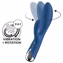 Satisfyer Spinning Rabbit 1 - vibrátor s rotačným klitorálnym ramenom - modrý