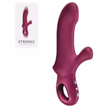 Fun Factory Bi Stronic Curve - tlačiaci vibrátor s klitoriálnym ramienkom (červený)