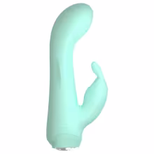 Cuties Mini 4 - vibrátor s králikom - vodeodolný, nabíjateľný - zelený