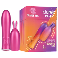 Durex Tease &amp; Vibe - vibrátor s králičím stimulátorom klitorisu - ružový