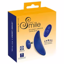 Smile - nositeľný extra tenký vibračný vibrátor do nohavičiek s diaľkovým ovládaním (modrý)