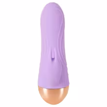 Cuties - akumulátorový, vodotesný mini vibrátor s klitorisovým ramienkom (fialový)