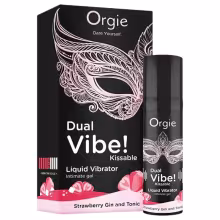 Orgie Dual Vibe - unisex tekutý vibrátor - jahoda - gin tonic (15 ml)