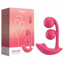 Honey Play Box Melody - aplikáciou ovládaný perličkový 2v1 vibrátor (červený)