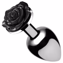 Booty Sparks Black Rose - hliníkový análny kolík (strieborno‑čierny)