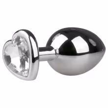 Easytoys - análny kolík so srdcom a bielym kameňom - strieborný