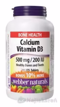 Webber Naturals Vápnik + Vitamín D3 500 mg 200 IU 275 tabliet