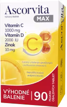 Ascorvita MAX tablety s vitamínom C, D a zinkom 90 tabliet