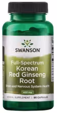 Swanson Full Spectrum Korean Red Ginseng Root (kórejský ženšen) 400 mg, 90 kapsúl