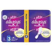 ALWAYS Platinum Day & Night Hygienické vložky s krídelkami 12 kusov