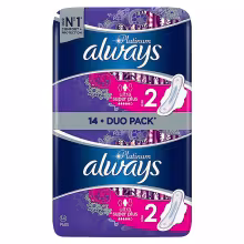 ALWAYS Platinum Long Plus veľ. Hygienické vložky s krídelkami 14 ks