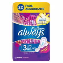 ALWAYS Platinum Day & Night Hygienické vložky s krídelkami 22 ks
