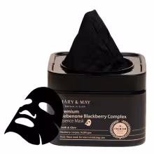 MARY & MAY Prémiová viacúčelová pleťová maska Idebenone Blackberry Complex (Essence Mask) 20 ks