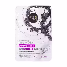ORGANIC SHOP Plátená maska ​​O2 Bubble s čiernym uhlím a ryžovým mliekom 1ks