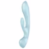 Satisfyer Triple Oh - vibrátor na klitoris s ramenom - nabíjateľný - modrý