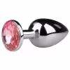 EasyToys Metal No.1 - análny kolík v tvare kužeľa s ružovým kameňom (strieborný, 2,7 cm)